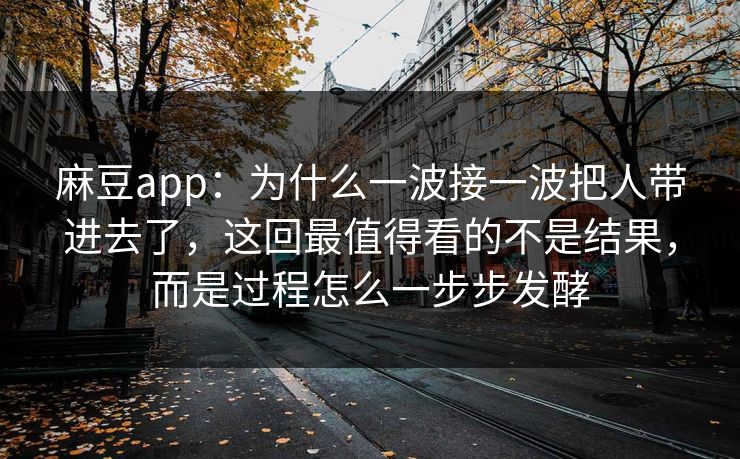 麻豆app：为什么一波接一波把人带进去了，这回最值得看的不是结果，而是过程怎么一步步发酵